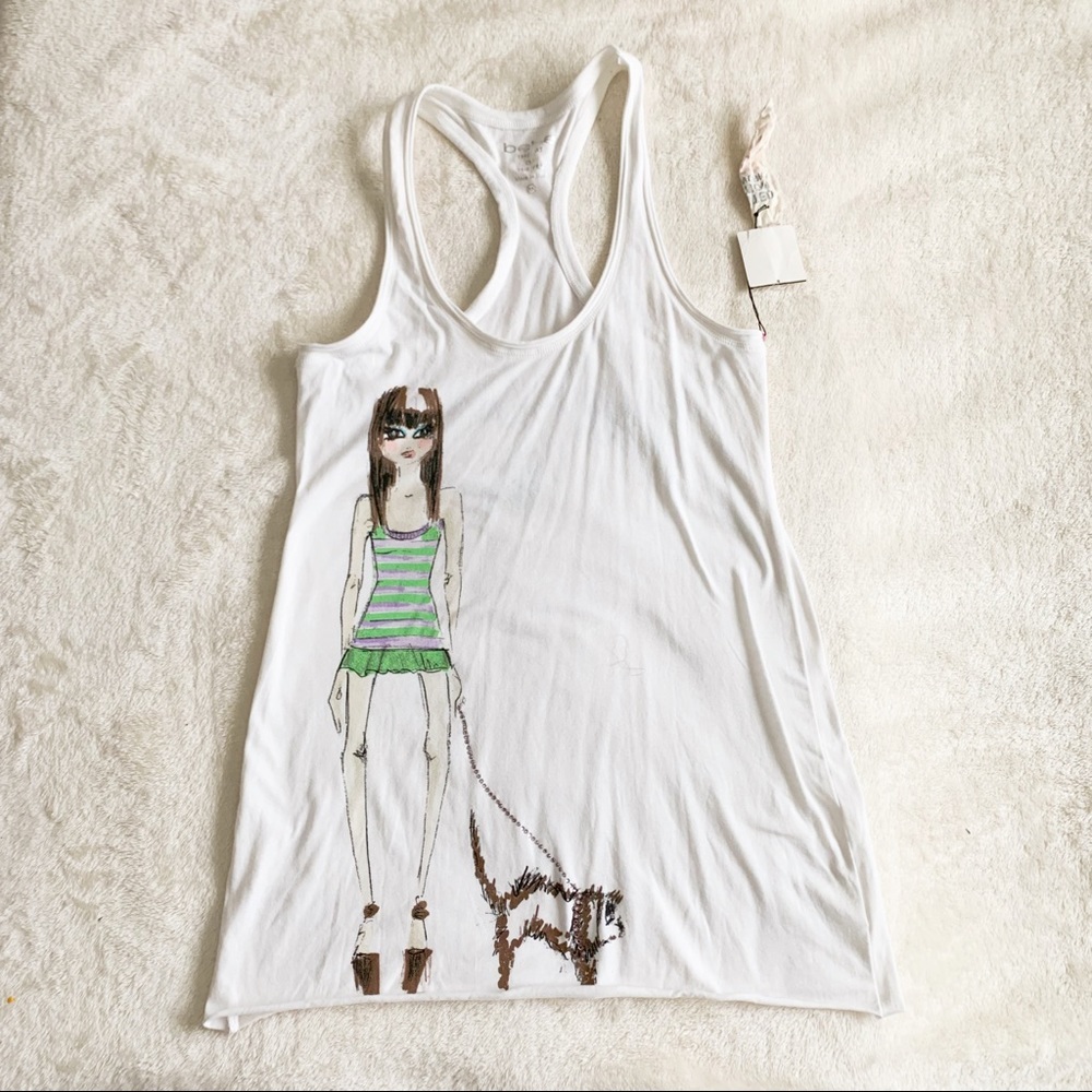 NWT Bebe Limited Artwork Prints Raceback Layering Tank Top​ Cute y2k
